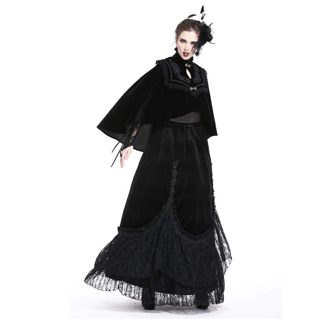Hochgeschlossenes Velours-Gothic-Cape für Damen - Gothic Shop