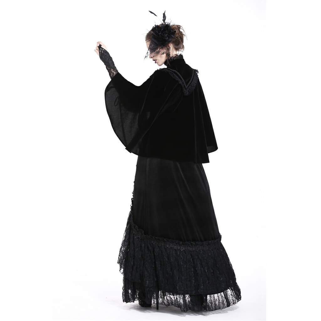 Hochgeschlossenes Velours-Gothic-Cape für Damen - Gothic Shop