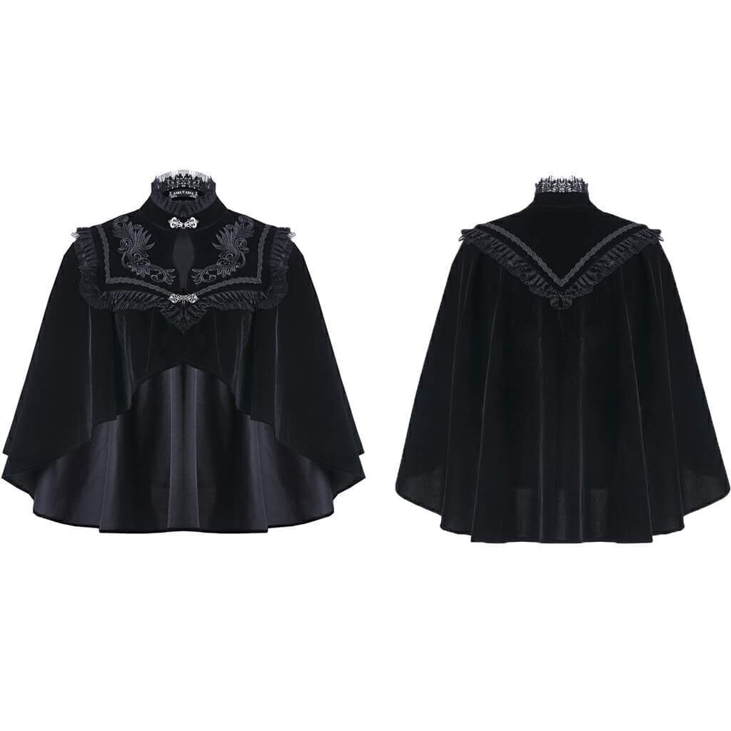 Hochgeschlossenes Velours-Gothic-Cape für Damen - Gothic Shop