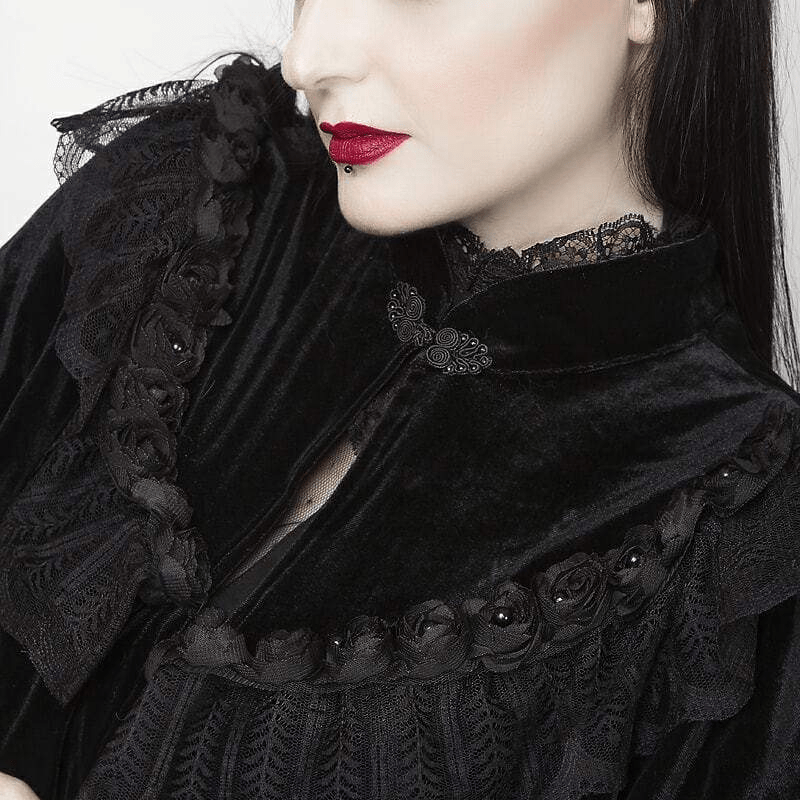 Vintage-Umhang aus Spitze und Blumen für Damen - Gothic Shop