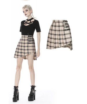 Damen-Punk-Karogürtel, karierte, plissierte kurze Röcke - Gothic Shop