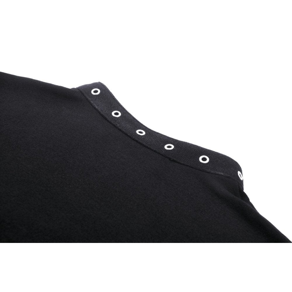 Damen-Crop-Top mit Punk-Ausschnitt und Kreuzösen - Gothic Shop