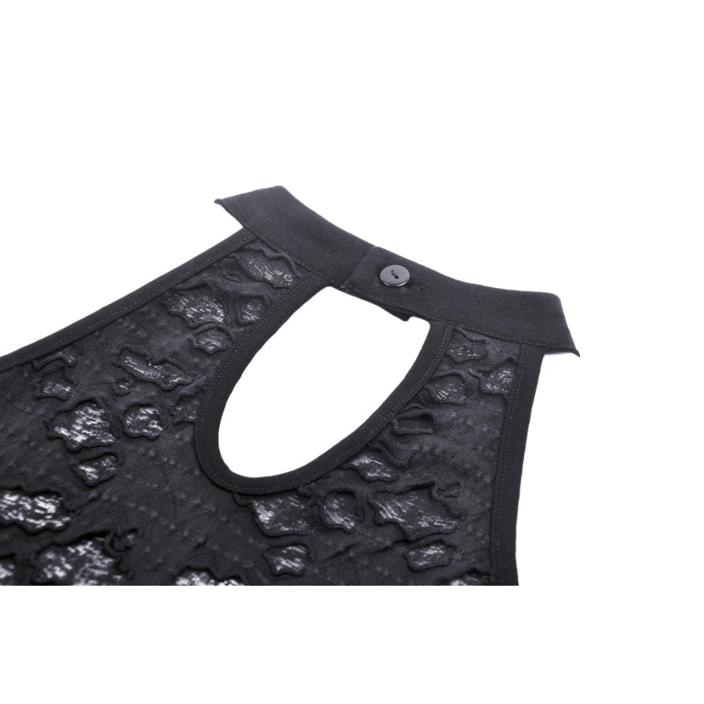 Damen-Tanktop mit Punk-Ösenriemen und Rissen - Gothic Shop