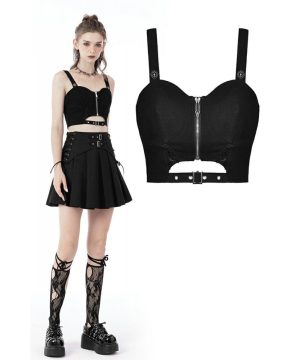 Punk-Bustier mit Reißverschluss vorne für Damen - Gothic Shop