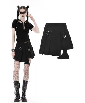 Damen-Punk-Faltenrock mit unregelmäßiger Schnalle - Gothic Shop