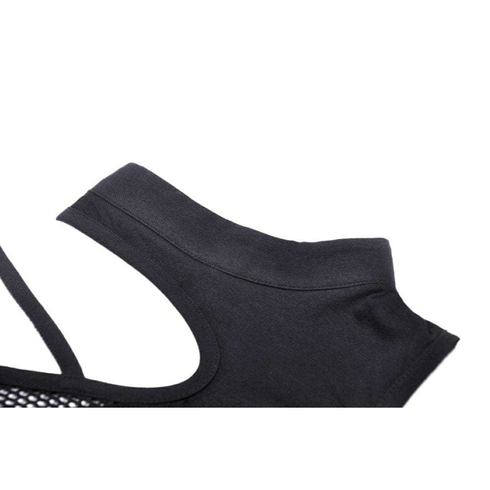 Punk-Top mit unregelmäßigen Ausschnitten und Splice-Motiv für Damen - Gothic Shop