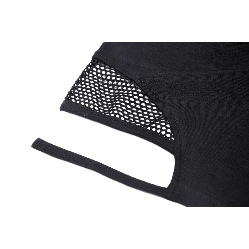 Punk-Top mit unregelmäßigen Ausschnitten und Splice-Motiv für Damen - Gothic Shop