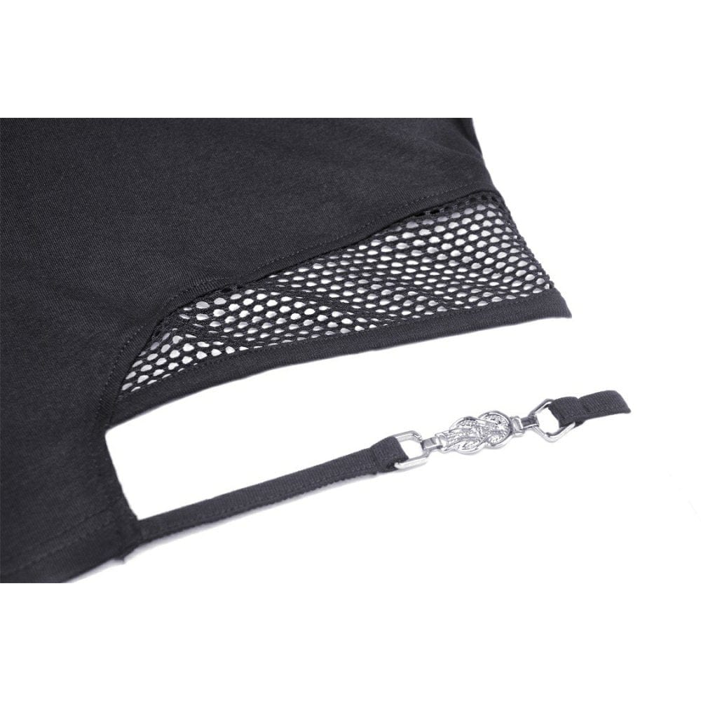 Punk-Top mit unregelmäßigen Ausschnitten und Splice-Motiv für Damen - Gothic Shop