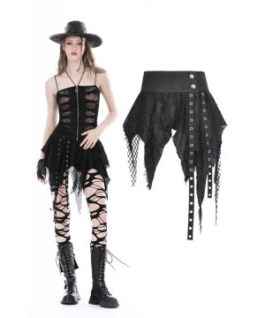 Unregelmäßiger, unbesäumter Punk-Rock für Damen mit hoher Taille - Gothic Shop