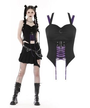 Punk-Bustier mit unregelmäßiger Riemchenschnalle für Damen - Gothic Shop