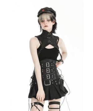 Damen-Krawatte aus Kunstleder mit Punk-Stehkragen und Schlangenmuster - Gothic Shop