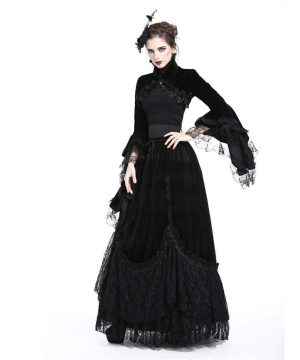 Rosette-Velours-Gothic-Cape für Damen - Gothic Shop