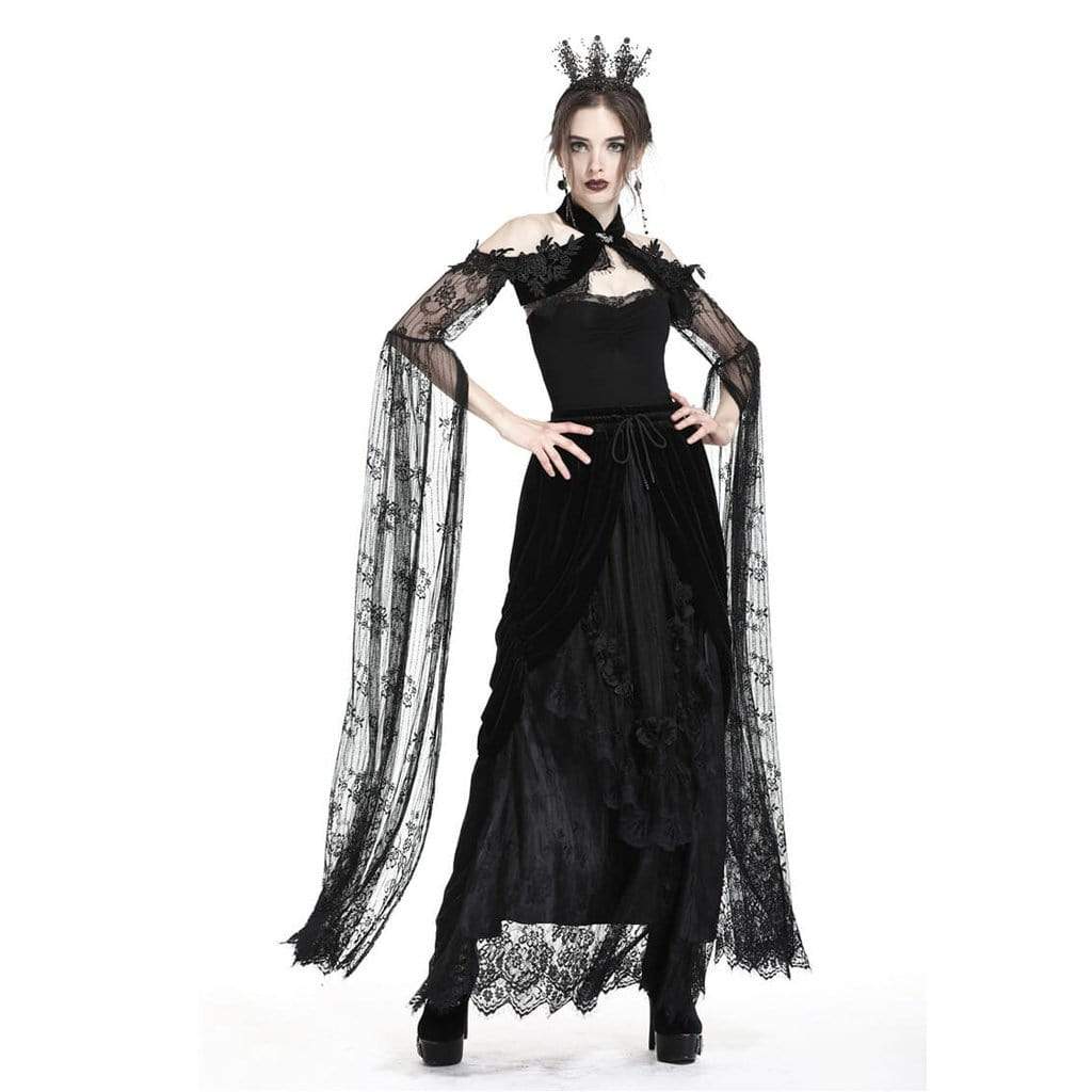 Damen-Gothic-Umhang aus transparenter Spitze - Gothic Shop