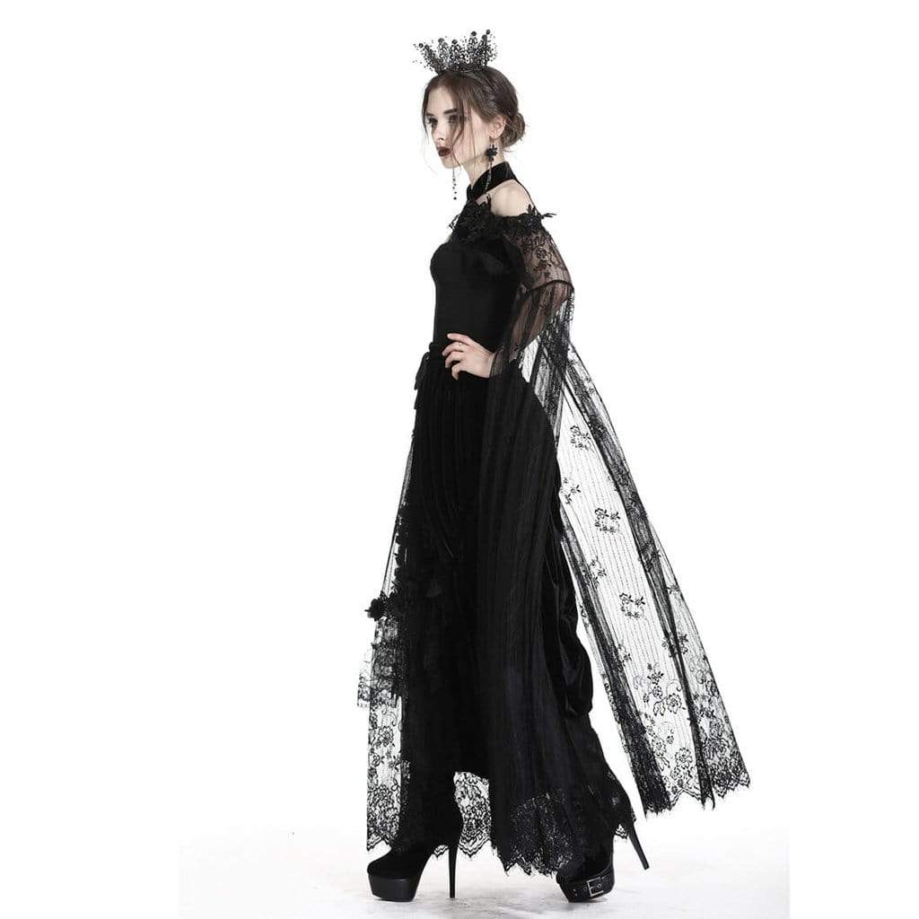 Damen-Gothic-Umhang aus transparenter Spitze - Gothic Shop
