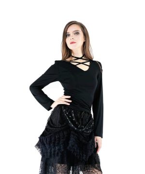 Star Burst Cutaway-Top für Damen mit Details - Gothic Shop