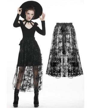 Damen-Röcke aus durchscheinendem Sternennetz mit Verzierung - Gothic Shop