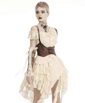 Lange Steampunk-Schnürhandschuhe für Damen - Gothic Shop