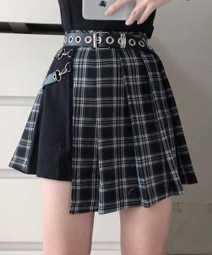 Damen-Punkrock mit Tartan-Faltenmuster - Gothic Shop