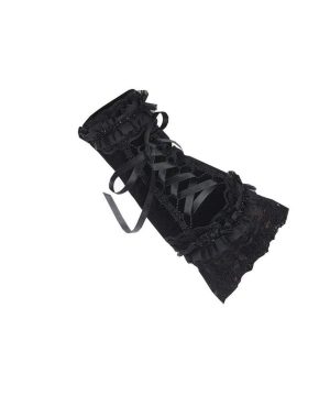 Damen-Handgelenkmanschette im Vintage-Stil aus Velours und Spitze - Gothic Shop