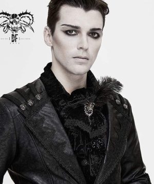 Gotische Jacquard-Krawatten aus Samt mit Federn und Strass - Gothic Shop