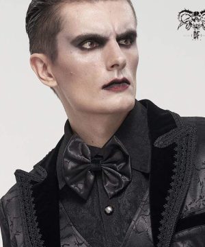 Herren Gothic-Krawatte mit Schleife, Schwarz - Gothic Shop