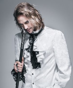 Herren-Krawatte mit kontrastfarbener, mehrlagiger Spitze im Gothic-Stil - Gothic Shop