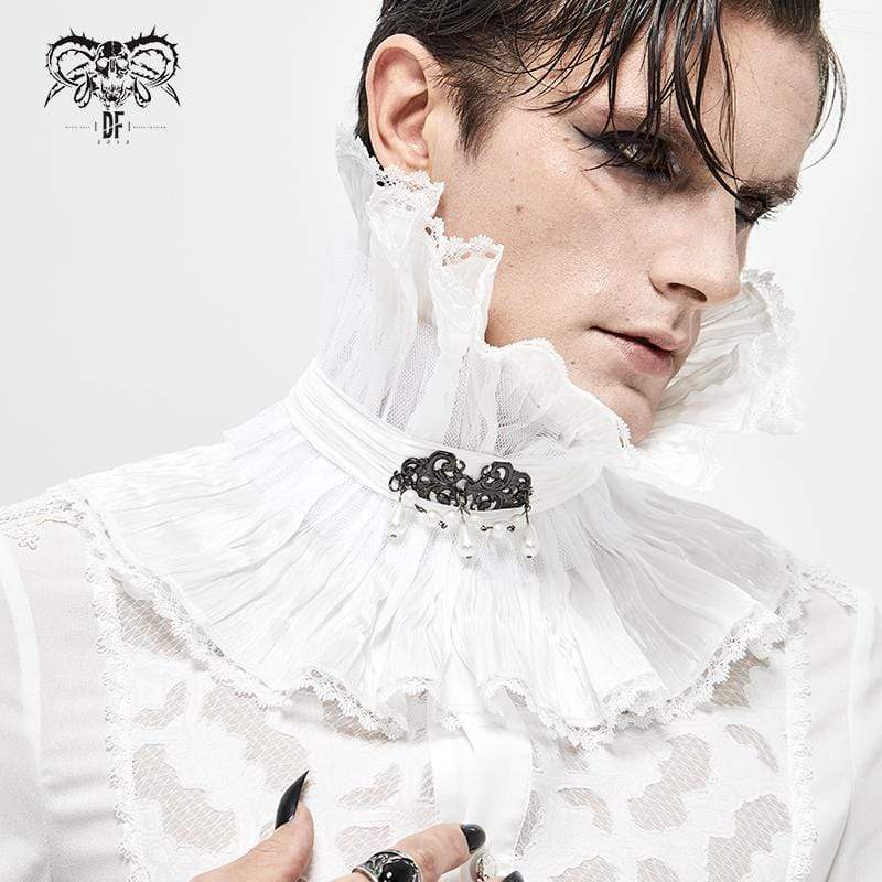 Herren Gothic Drape Meshed Halskette Weiß - Gothic Shop
