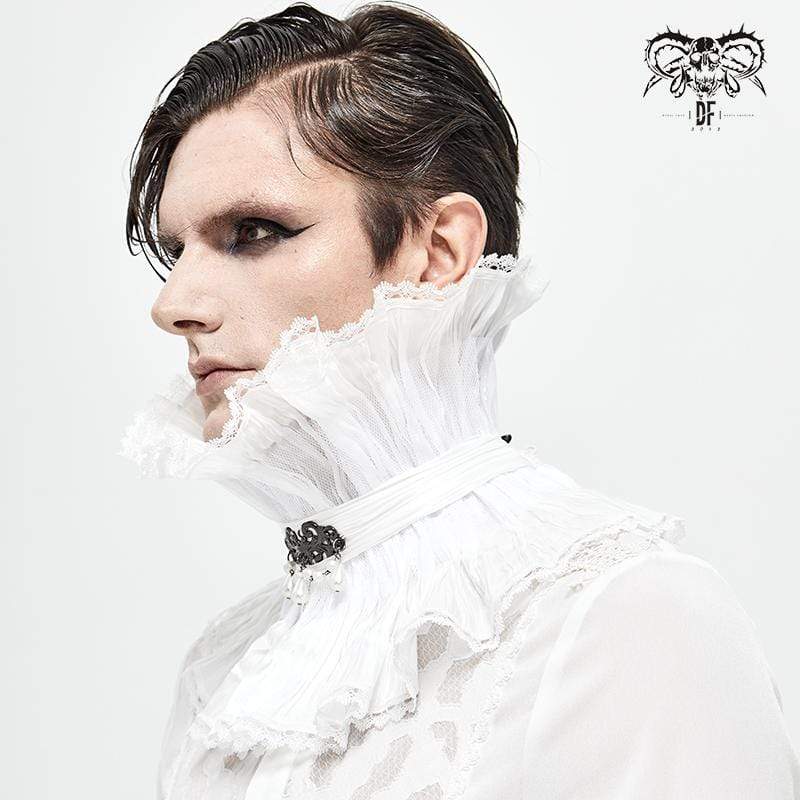 Herren Gothic Drape Meshed Halskette Weiß - Gothic Shop
