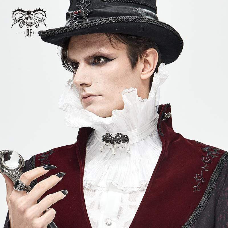 Herren Gothic Drape Meshed Halskette Weiß - Gothic Shop