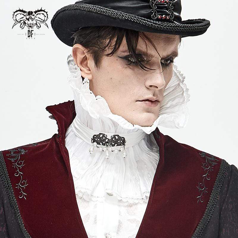 Herren Gothic Drape Meshed Halskette Weiß - Gothic Shop