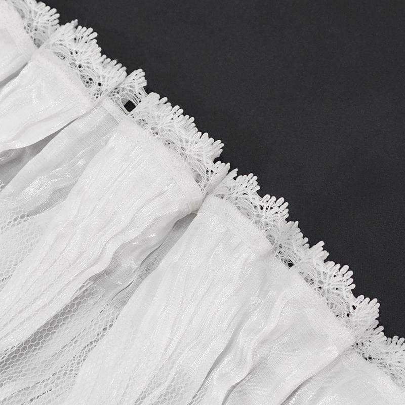 Herren Gothic Drape Meshed Halskette Weiß - Gothic Shop