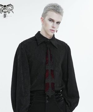 Herren-Krawatte mit zweifarbiger Gothic-Blumenstickerei - Gothic Shop