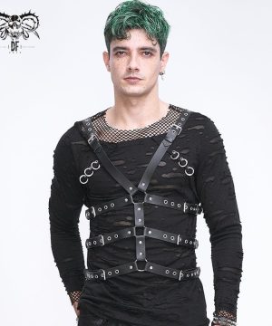 Punk-Geschirr aus Kunstleder mit gekreuzter Schnalle für Herren - Gothic Shop