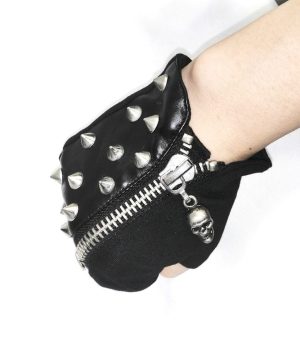 Herren-Handschuhe mit Punk-Schädel und Nieten - Gothic Shop