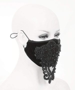 Damen-Masken mit floraler Spitzenapplikation und Einweg-Filtereinsatz, 2er-Set - Gothic Shop
