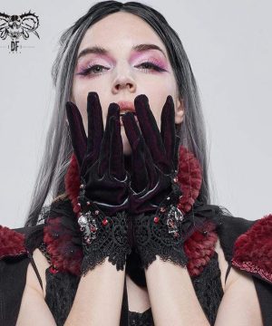 Gothic-Handschuhe mit floralem Farbverlauf für Damen - Gothic Shop
