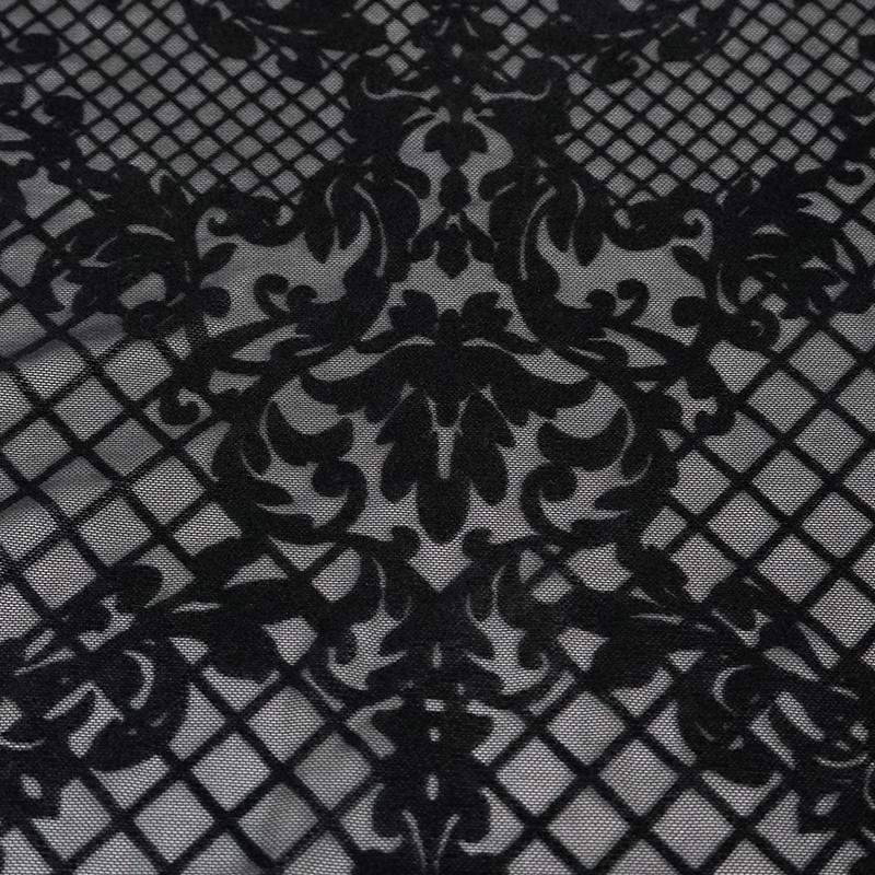 Gothic-Mesh-Umhang mit Blumenmuster für Damen und Kapuze - Gothic Shop