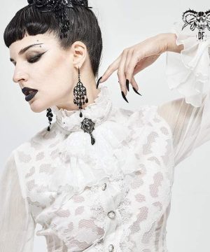 Mehrschichtige weiße Halsbekleidung aus Gothic-Spitze für Damen - Gothic Shop