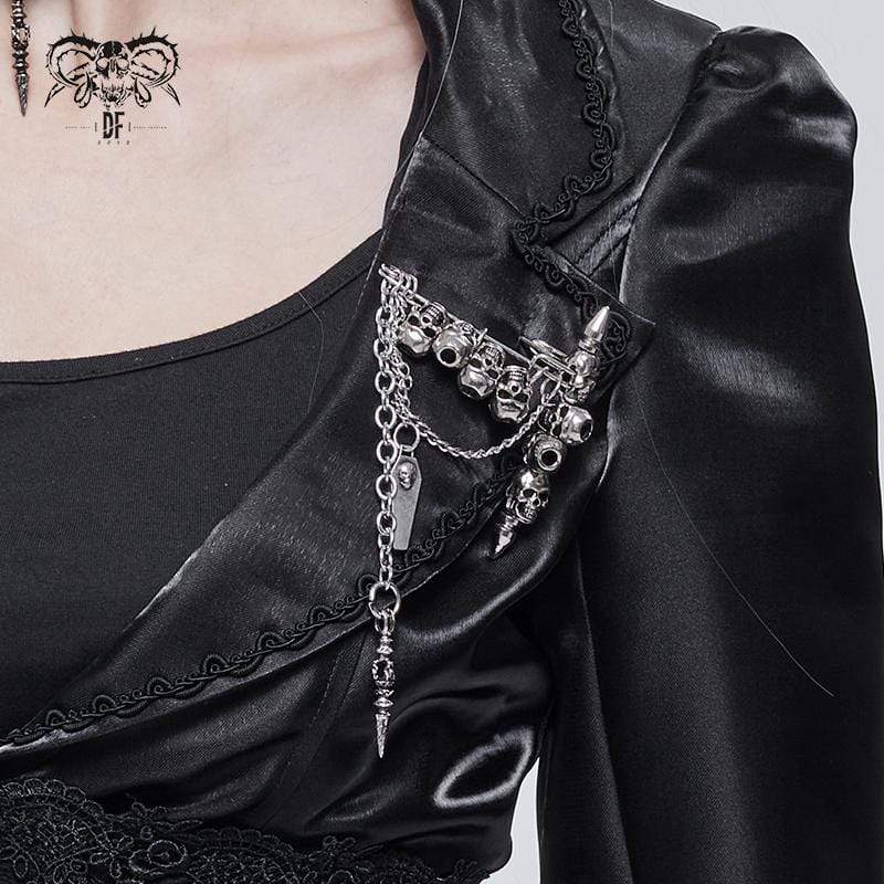Gothic-Totenkopf-Kettenbrosche für Damen - Gothic Shop