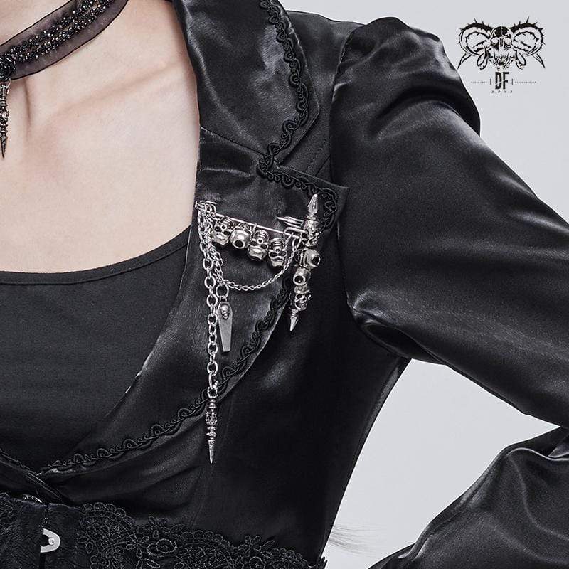 Gothic-Totenkopf-Kettenbrosche für Damen - Gothic Shop