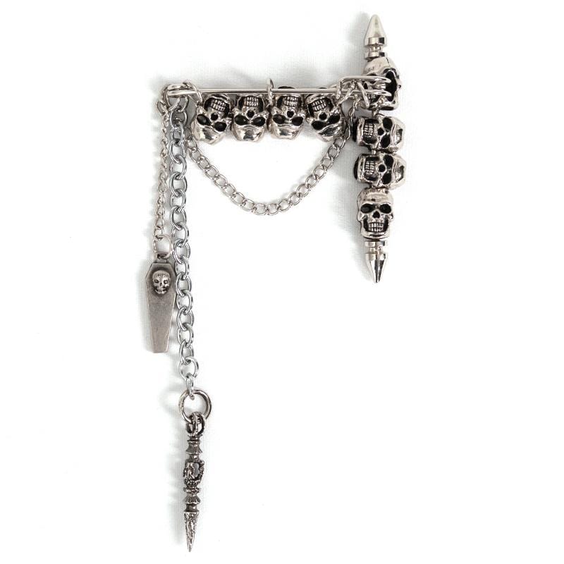 Gothic-Totenkopf-Kettenbrosche für Damen - Gothic Shop
