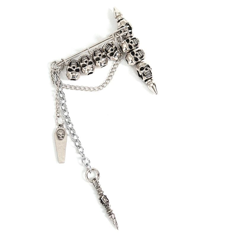 Gothic-Totenkopf-Kettenbrosche für Damen - Gothic Shop