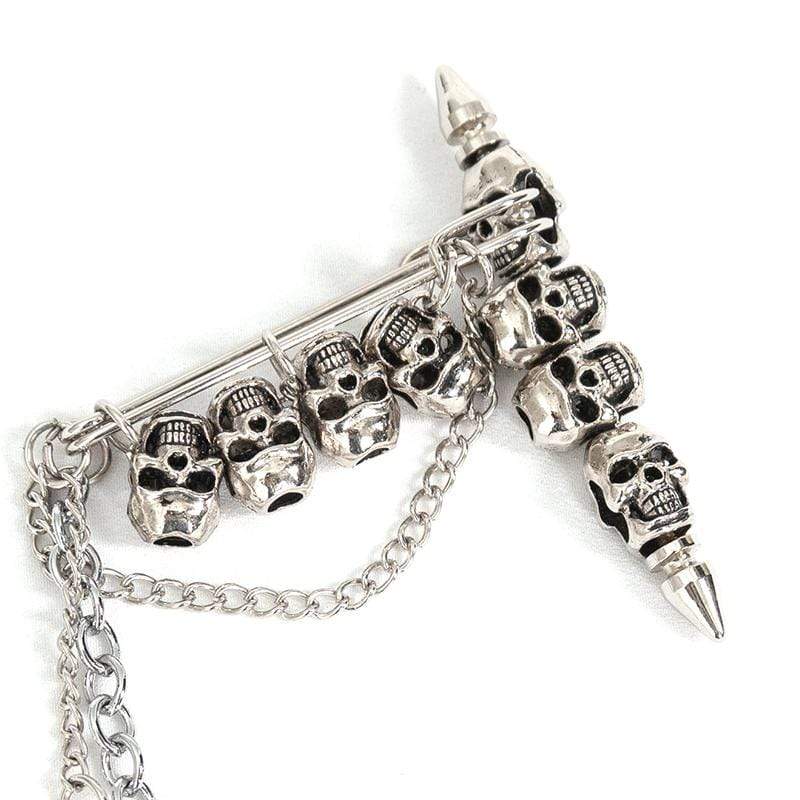 Gothic-Totenkopf-Kettenbrosche für Damen - Gothic Shop