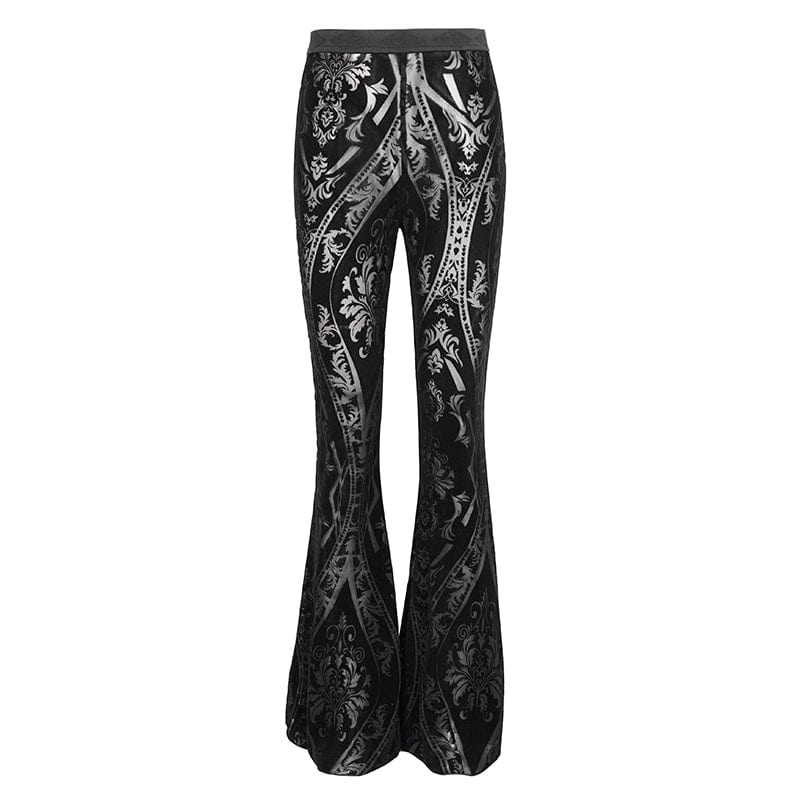 Transparente, ausgestellte Hose mit Gothic-Totem-Print für Damen - Gothic Shop