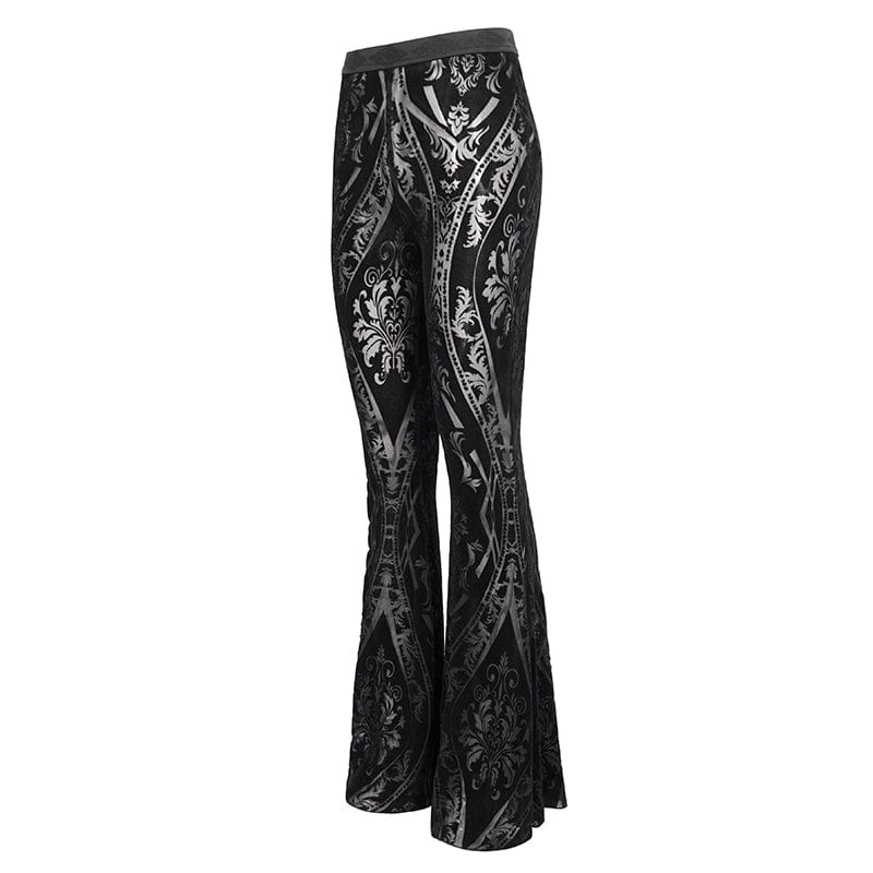 Transparente, ausgestellte Hose mit Gothic-Totem-Print für Damen - Gothic Shop