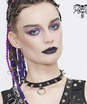 Punk-Halsband mit Spikes und Nieten für Damen - Gothic Shop