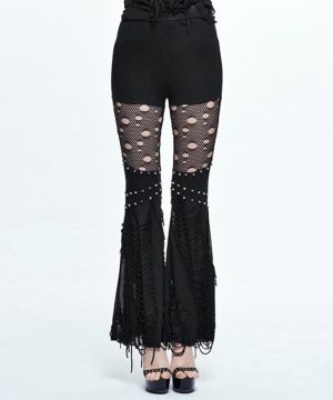 Punk-Gaucho-Hose für Damen mit zerrissenen Details - Gothic Shop