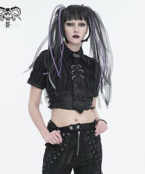 Zerrissene Punk-Krawatte mit Totenkopf-Motiv für Damen - Gothic Shop