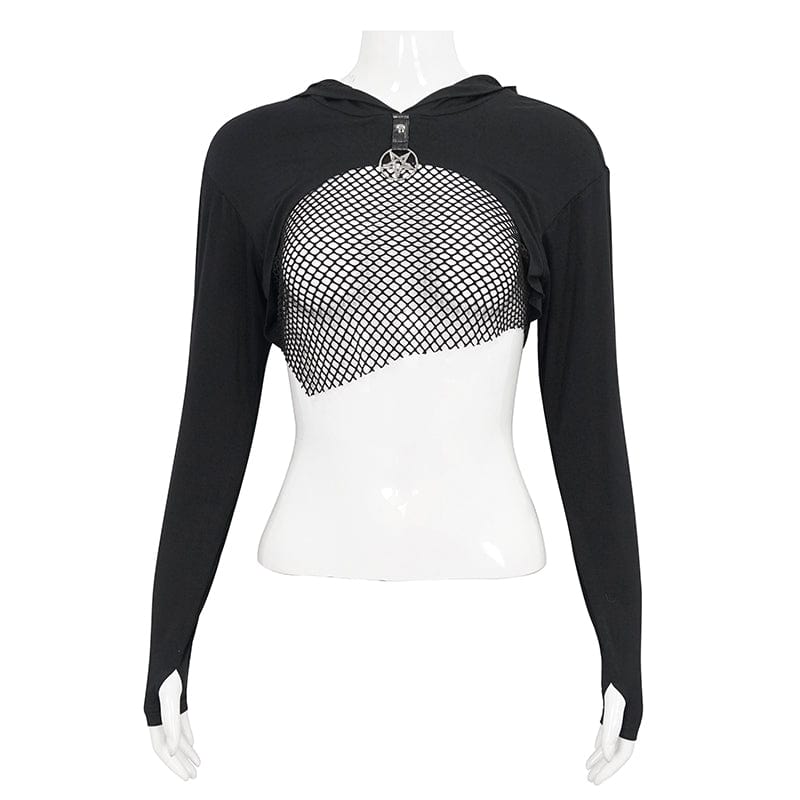 Punk Strappy Mesh Splice Cape für Damen - Gothic Shop