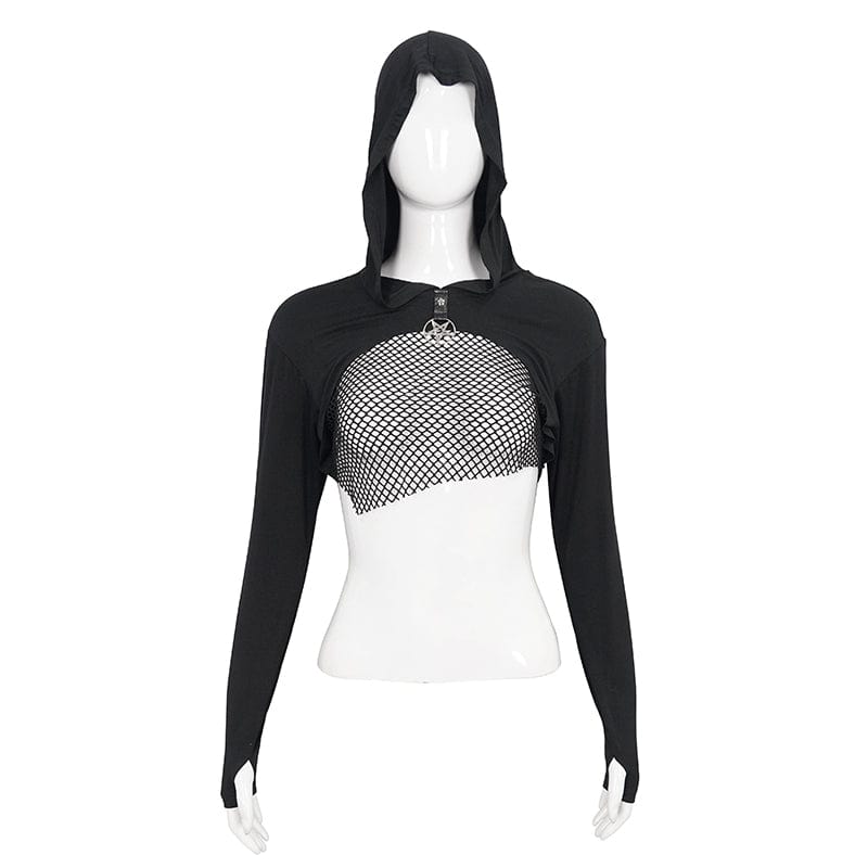 Punk Strappy Mesh Splice Cape für Damen - Gothic Shop